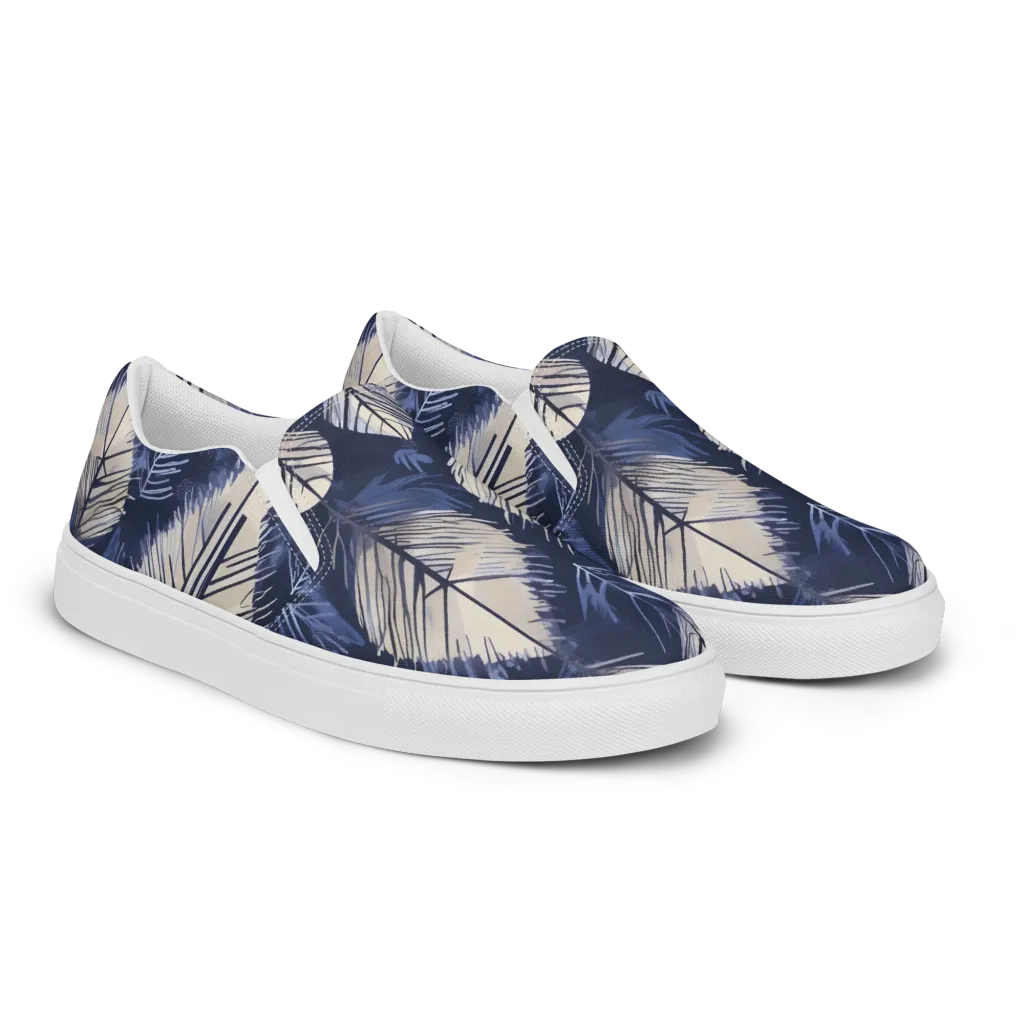 Moonlit Leaves on Women's Slip-On Canvas Shoes — Right Front