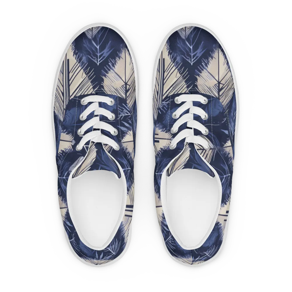 Moonlit Leaves on Men's Lace-Up Canvas Shoes — Front