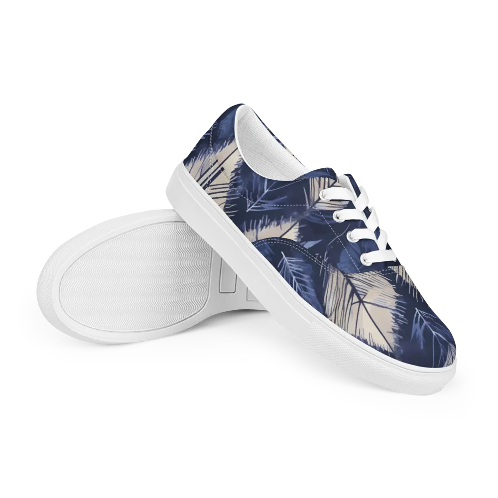 Moonlit Leaves on Men's Lace-Up Canvas Shoes — Right Front
