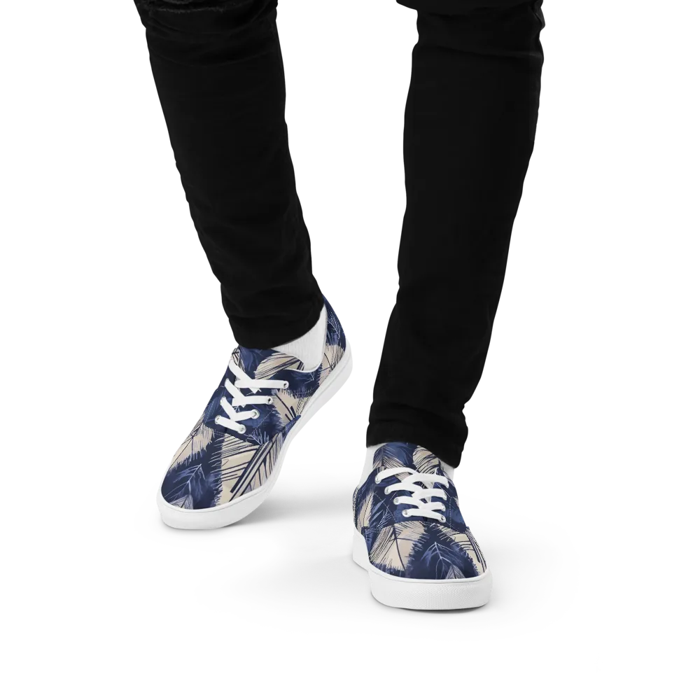Moonlit Leaves on Men's Lace-Up Canvas Shoes — Front