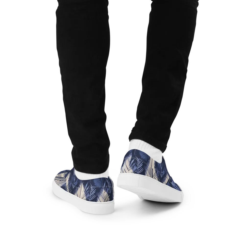 Moonlit Leaves on Men's Lace-Up Canvas Shoes — Back