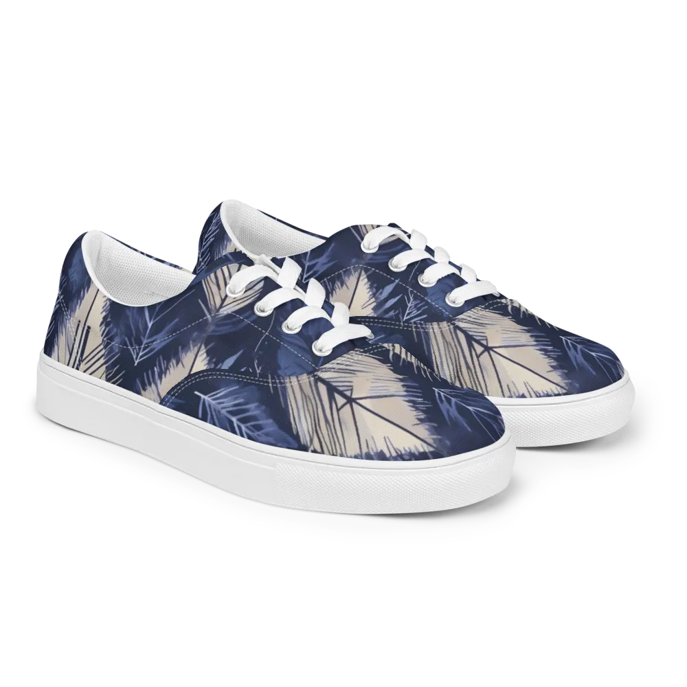 Moonlit Leaves on Men's Lace-Up Canvas Shoes — Right Front