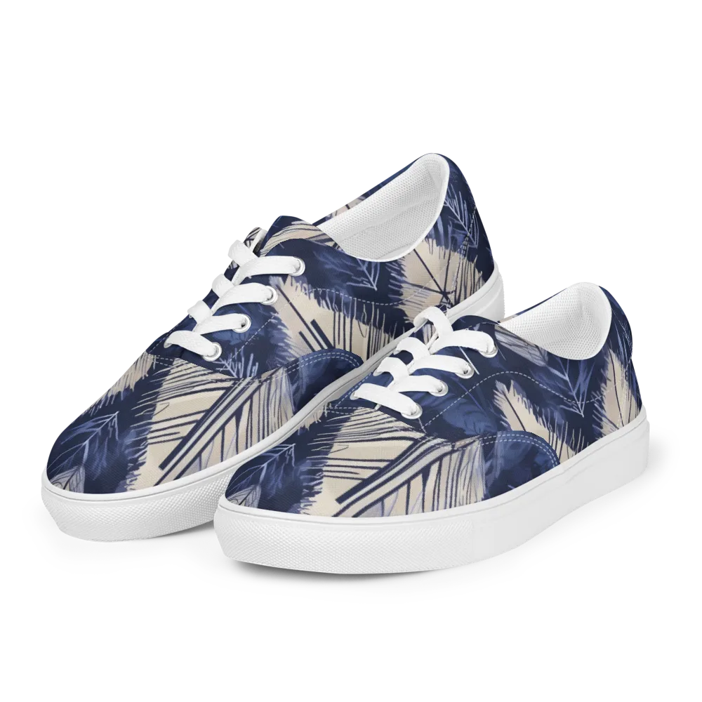 Moonlit Leaves on Men's Lace-Up Canvas Shoes — Left Front
