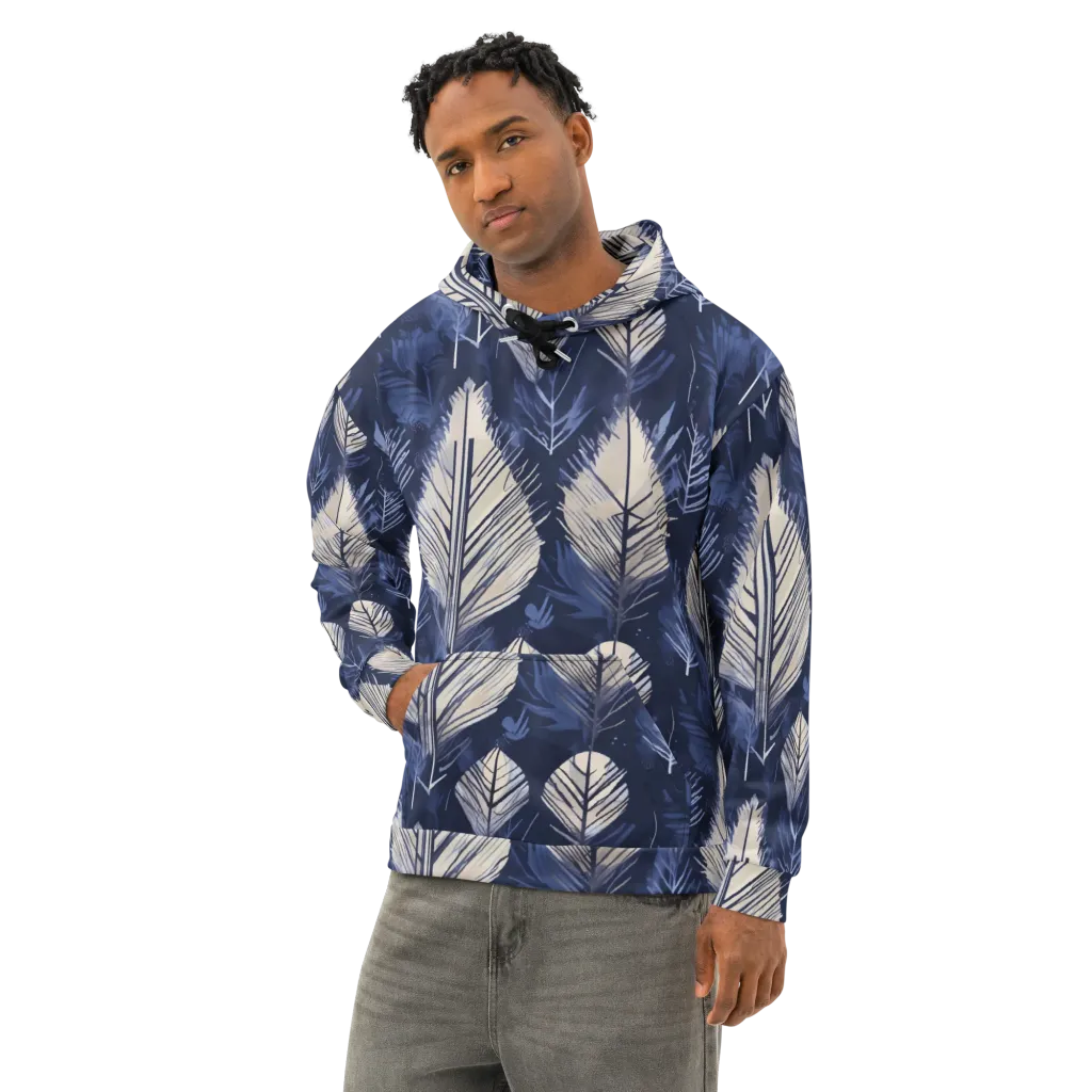 Moonlit Leaves on Cotton Hoodie — Left Front