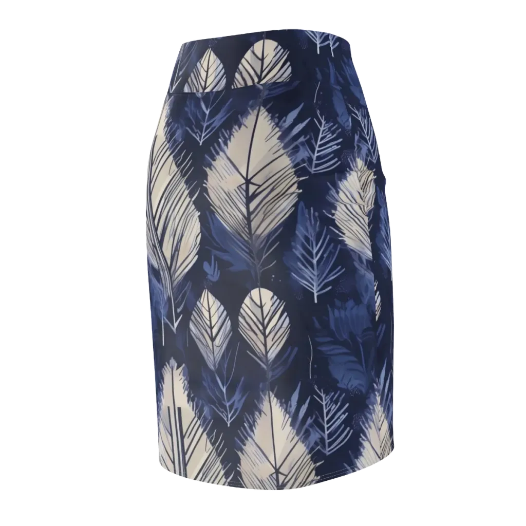 Moonlit Leaves on Pencil Skirt — Back Side