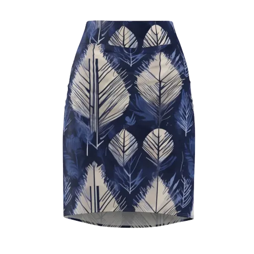 Moonlit Leaves on a Pencil Skirt