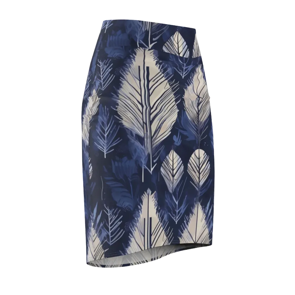 Moonlit Leaves on Pencil Skirt — Front Side
