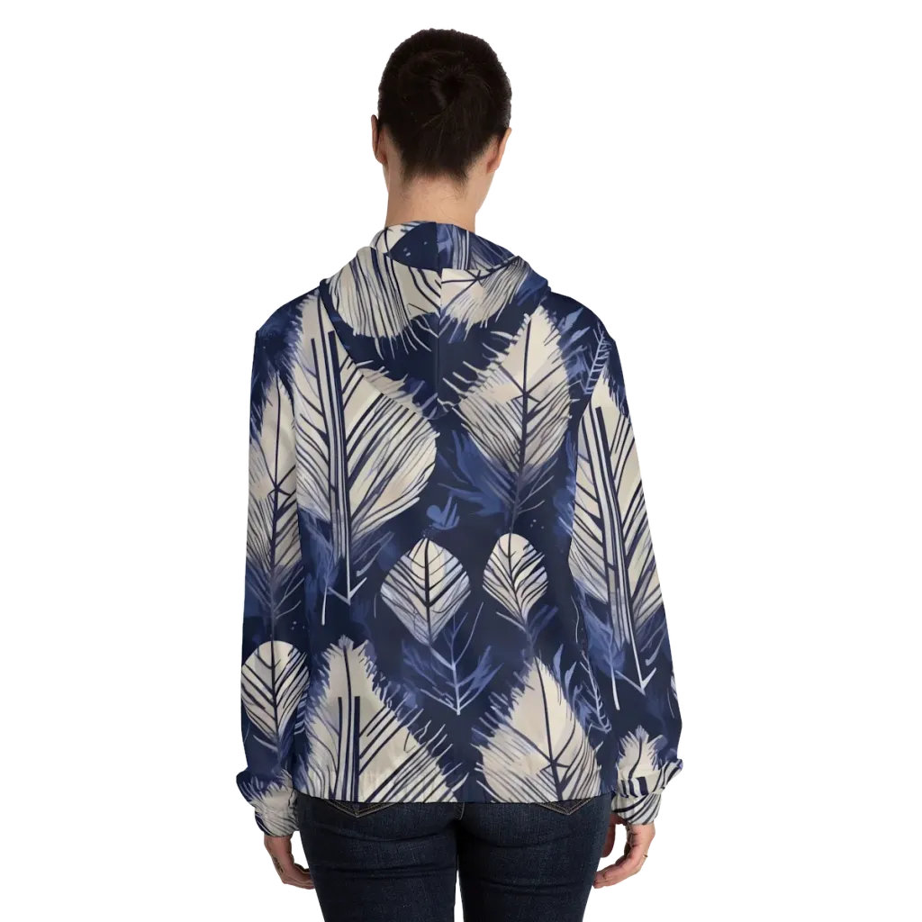 Moonlit Leaves on Women's Full-Zip Hoodie — Back On Person