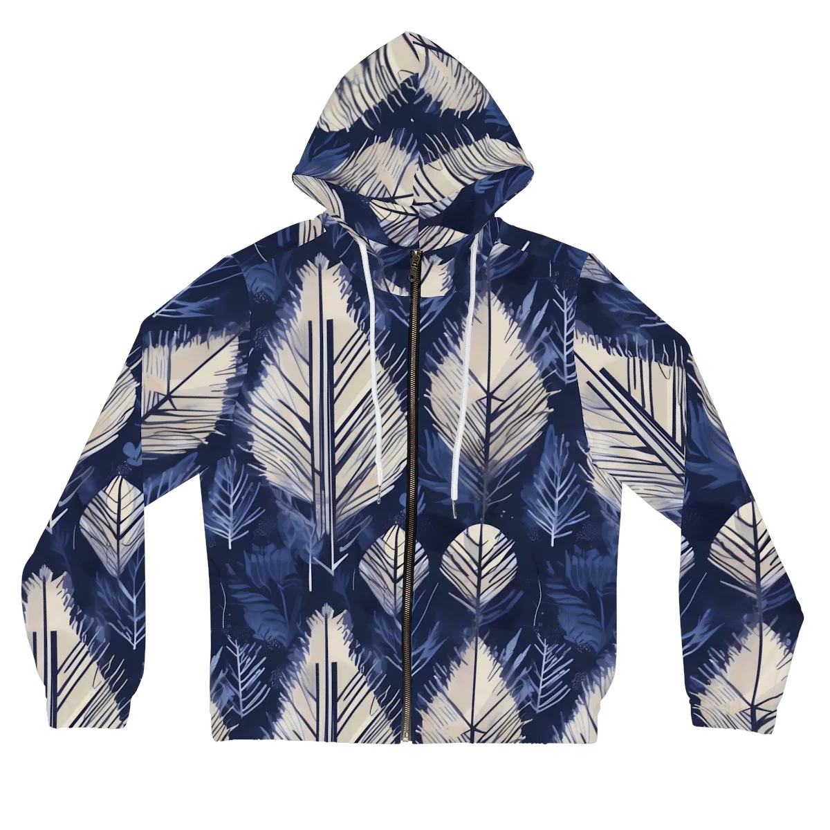 Moonlit Leaves on Women's Full-Zip Hoodie — Front