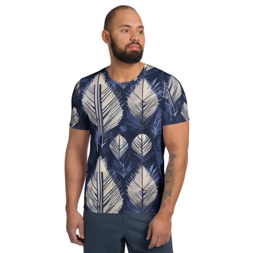 Moonlit Leaves on a Men's Athletic T-Shirt