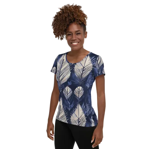 Moonlit Leaves on a Women's Athletic T-Shirt