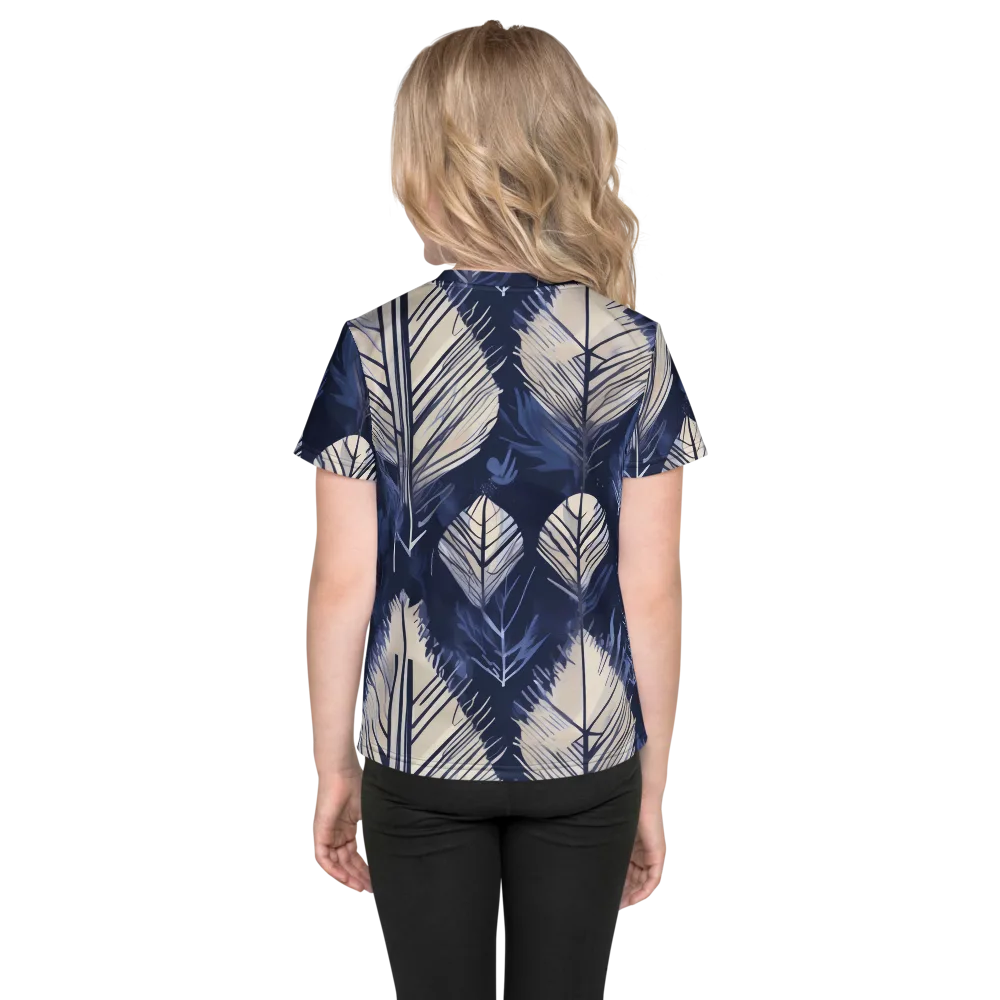 Moonlit Leaves on Kids Crew Neck T-Shirt — Back