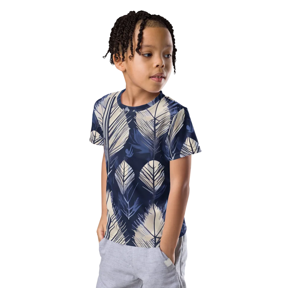 Moonlit Leaves on Kids Crew Neck T-Shirt — Left Front