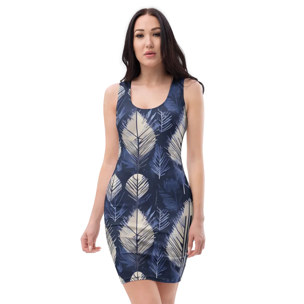 Moonlit Leaves on Bodycon Dress — Front