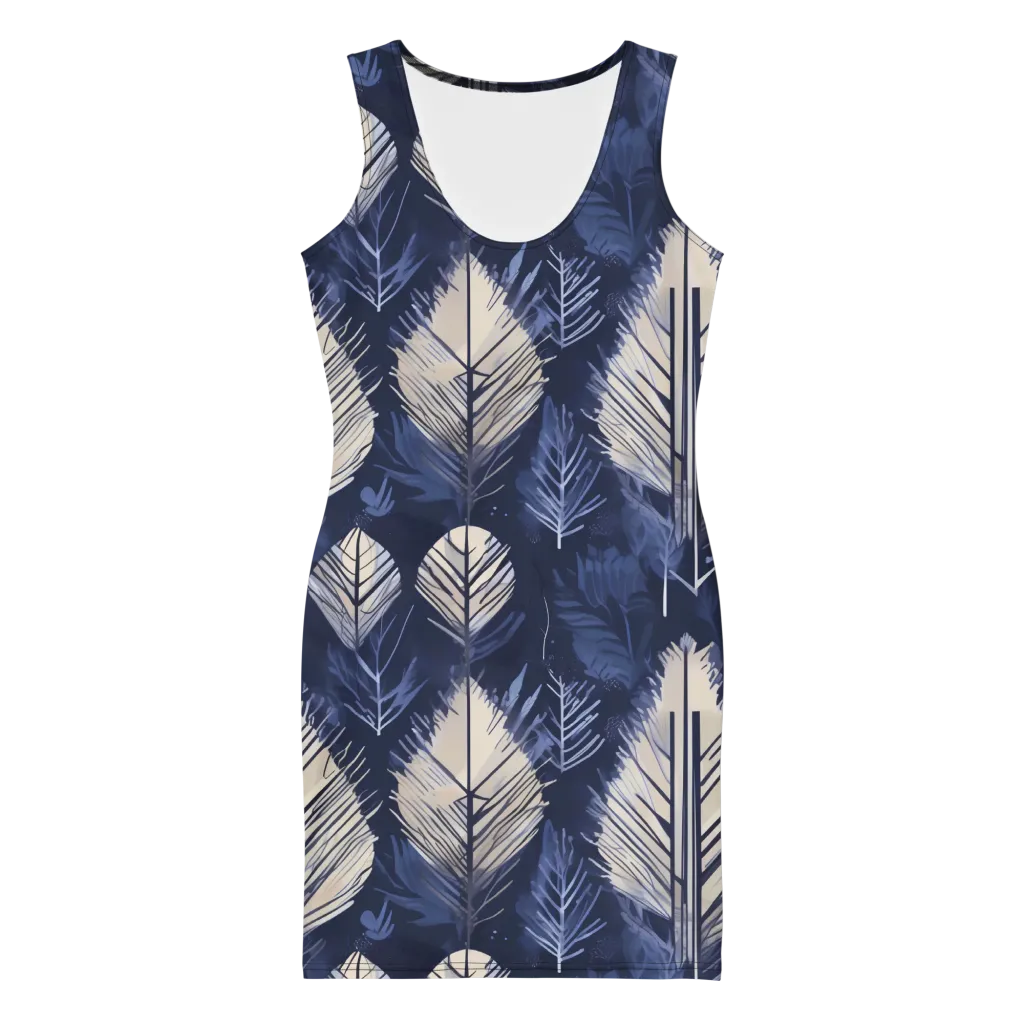 Moonlit Leaves on Bodycon Dress — Front