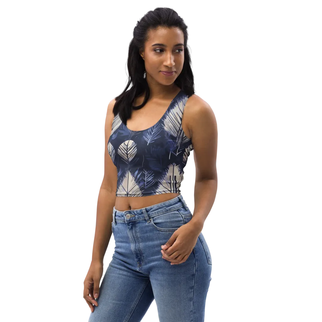 Moonlit Leaves on Crop Top — Left Front
