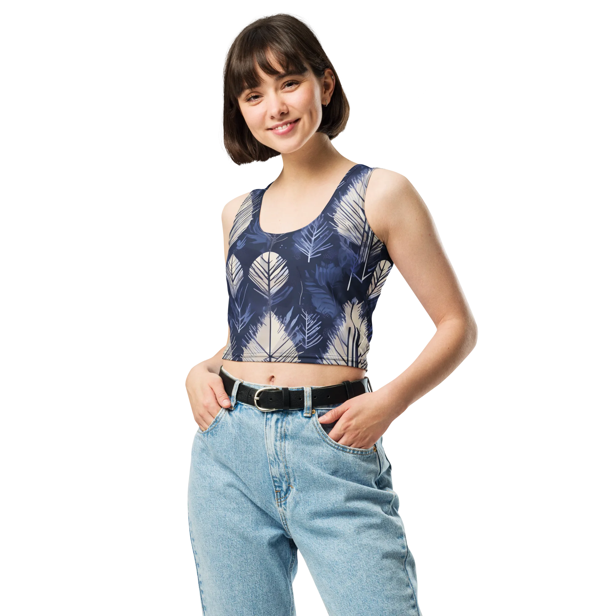Moonlit Leaves on Crop Top — Front