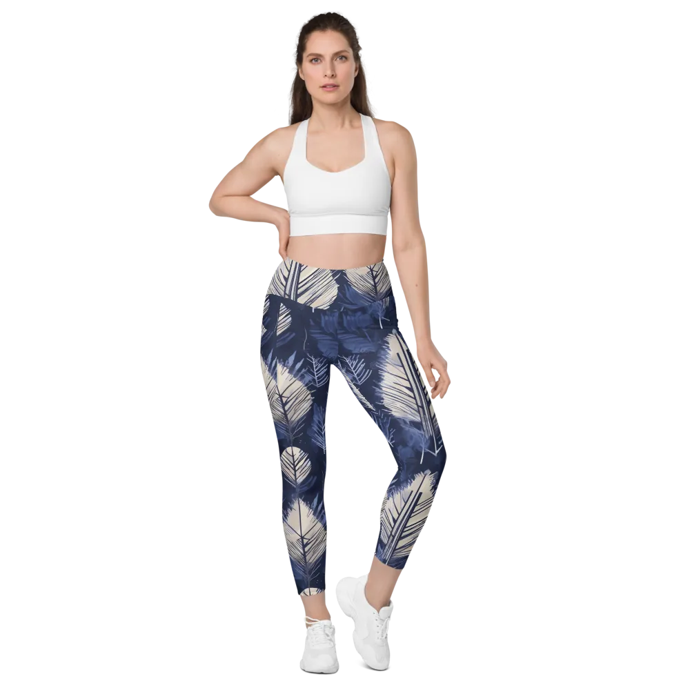 Moonlit Leaves on Leggings with Pockets — Front