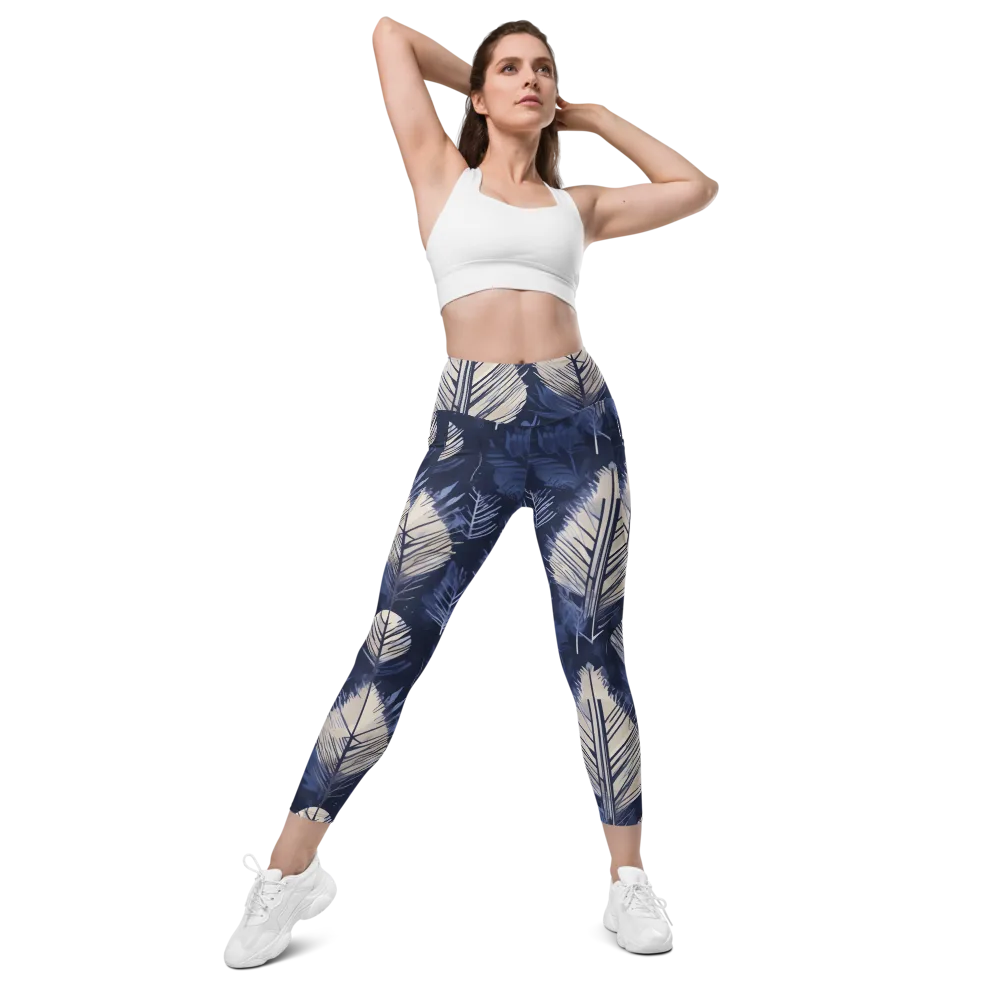Moonlit Leaves on Leggings with Pockets — Front