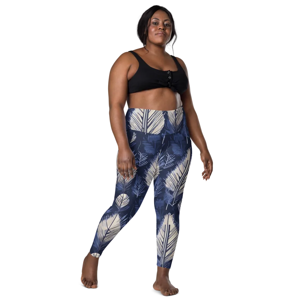 Moonlit Leaves on Leggings with Pockets — Front