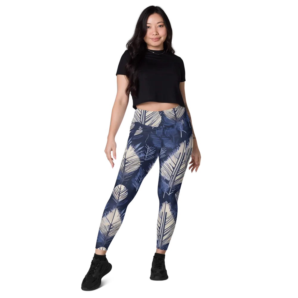 Moonlit Leaves on Leggings with Pockets — Front