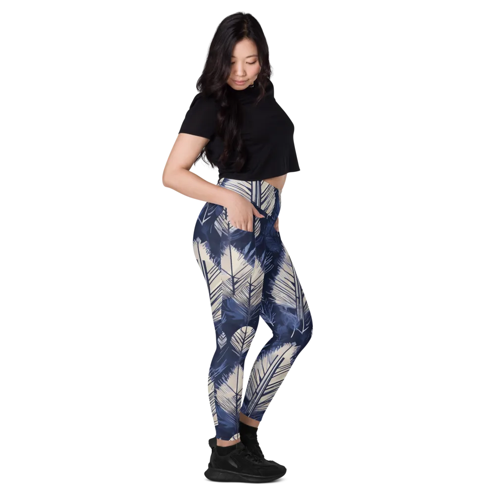 Moonlit Leaves on Leggings with Pockets — Right