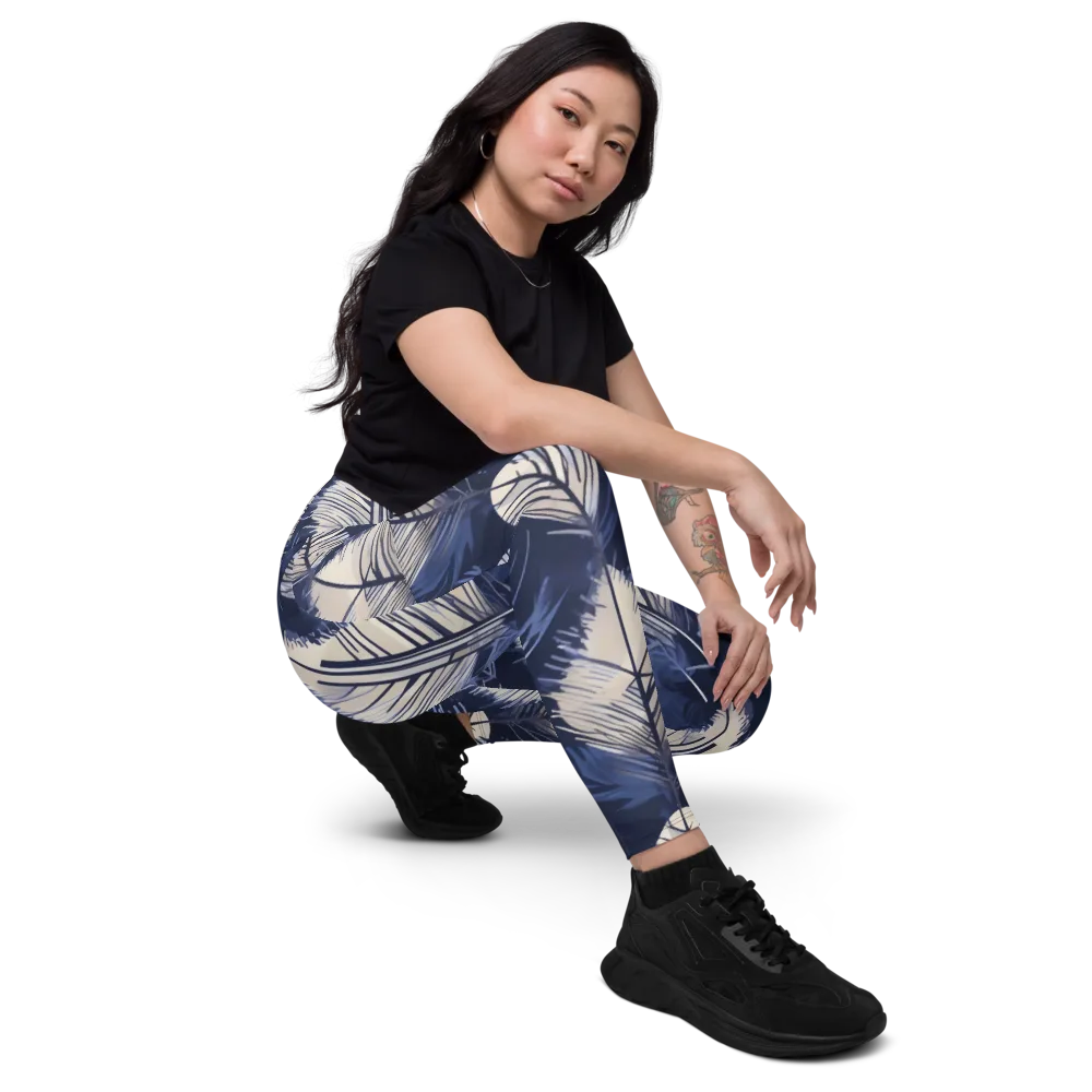 Moonlit Leaves on Leggings with Pockets — Right Front