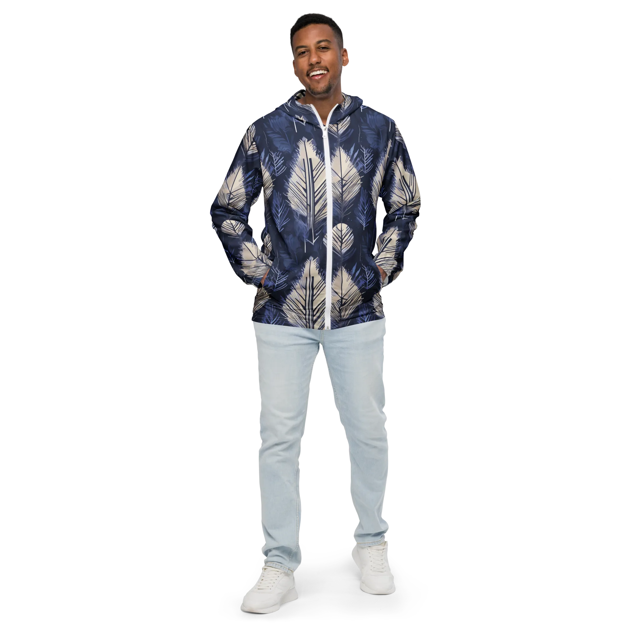 Moonlit Leaves on Men's Windbreaker — Front