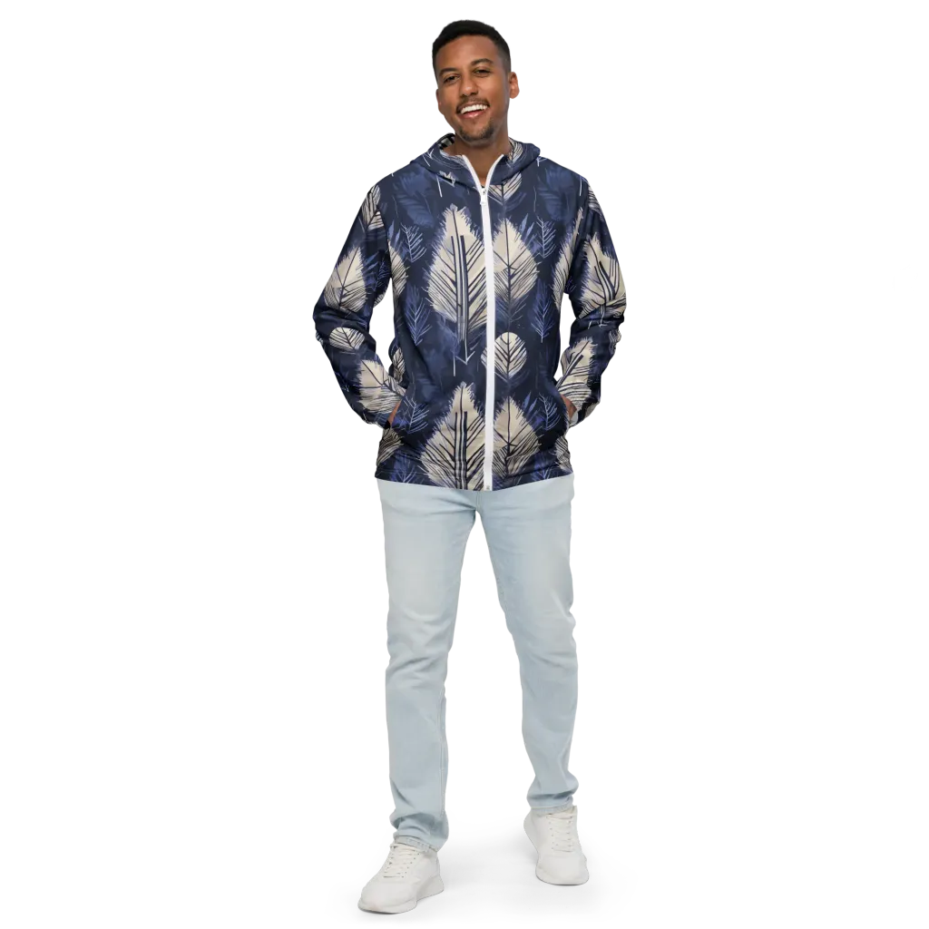 Moonlit Leaves on Men's Windbreaker — Front