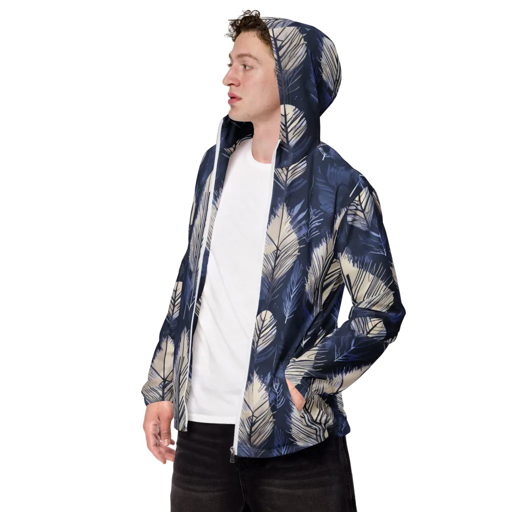 Moonlit Leaves on Men's Windbreaker — Left Front