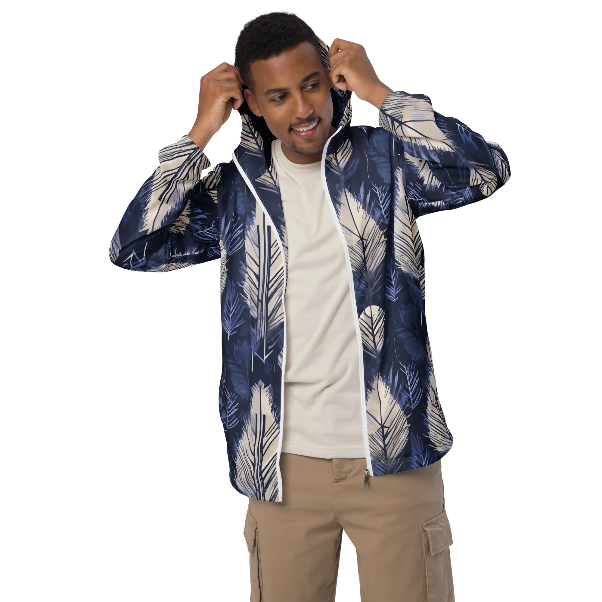 Moonlit Leaves on Men's Windbreaker — Front