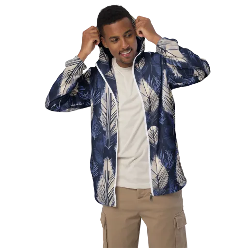 Moonlit Leaves on a Men's Windbreaker
