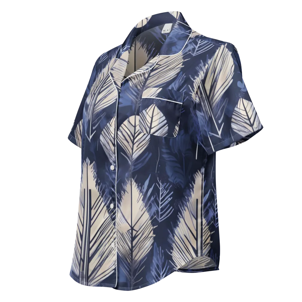 Moonlit Leaves on Women's Short Sleeve Pajama Top — Left Front