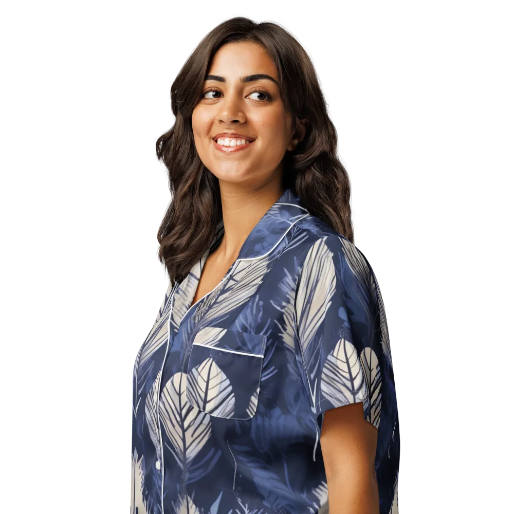 Moonlit Leaves on Women's Short Sleeve Pajama Top — Left Front