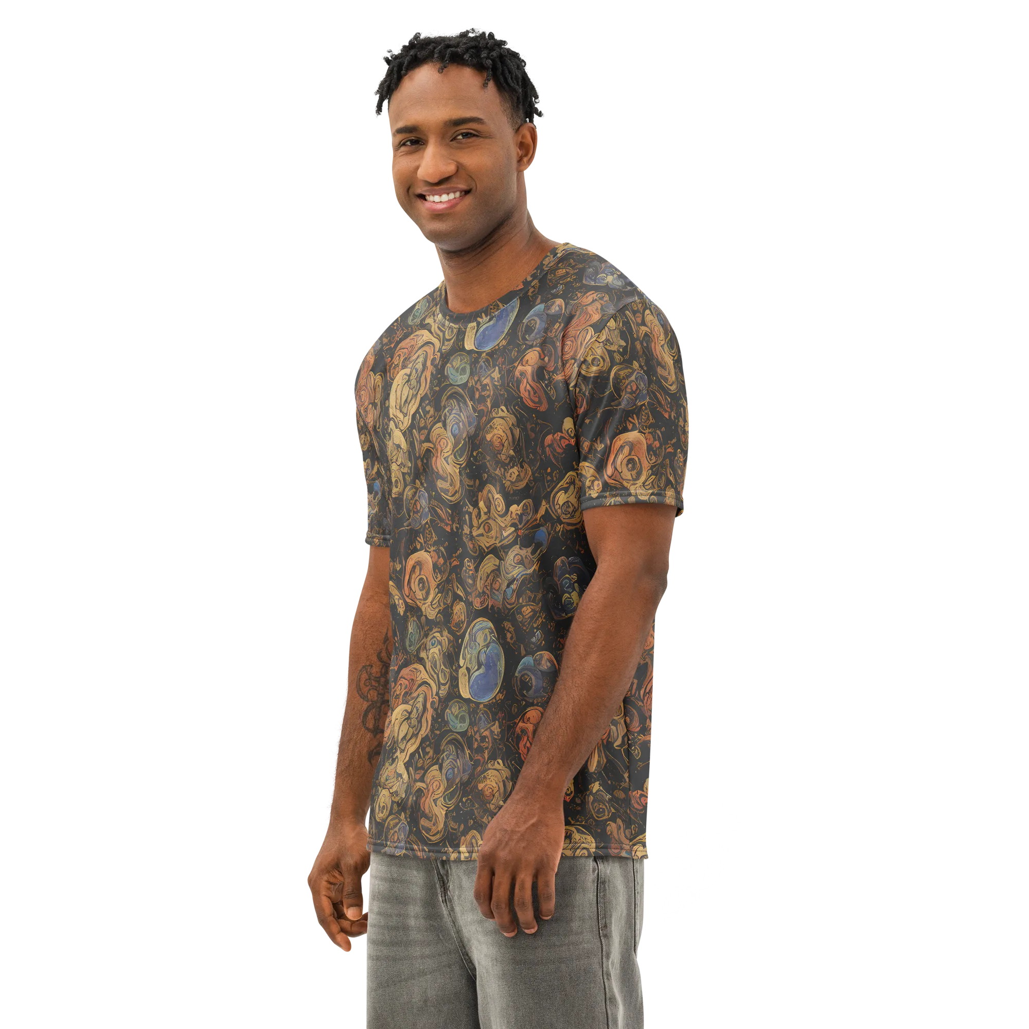 Ember Coil on Men's Cotton Crew Neck T-Shirt — Left Front