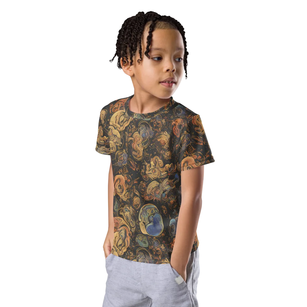 Ember Coil on Kids Crew Neck T-Shirt — Left Front