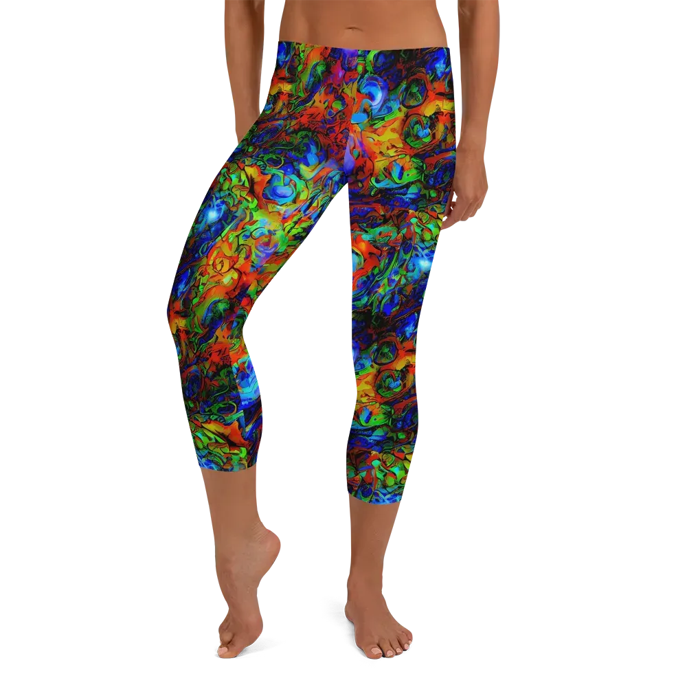 Hypercolor Tangle on Capri Leggings — Front