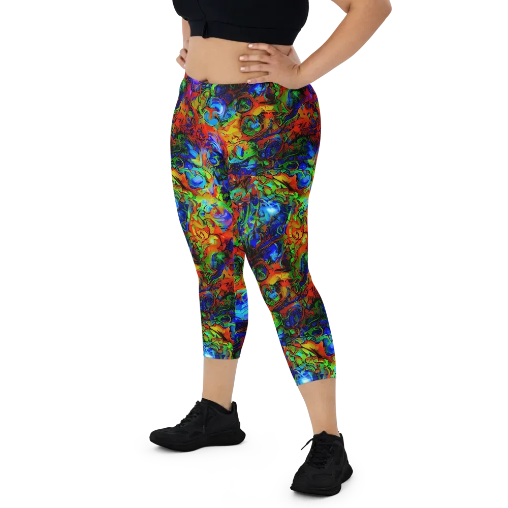Hypercolor Tangle on Capri Leggings — Front