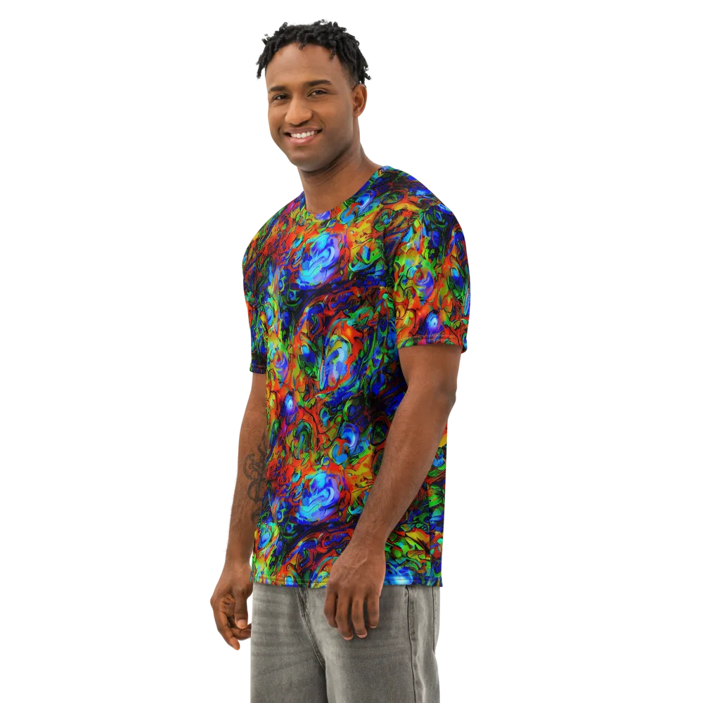 Hypercolor Tangle on Men's Cotton Crew Neck T-Shirt — Left Front