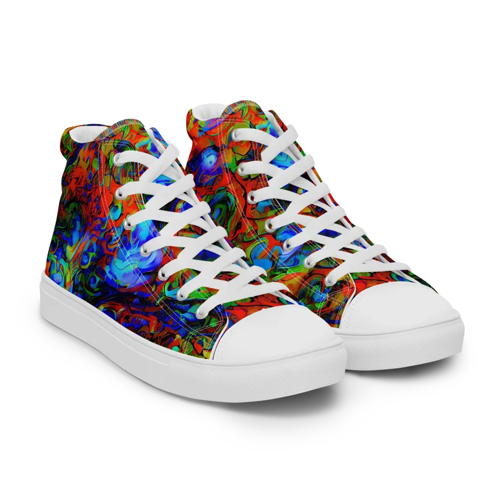 Hypercolor Tangle on Men's High Top Canvas Shoes — Right Front