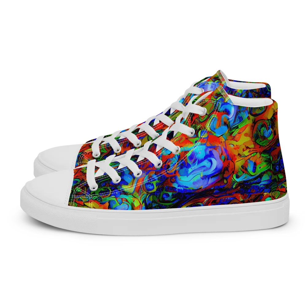 Hypercolor Tangle on Men's High Top Canvas Shoes — Left