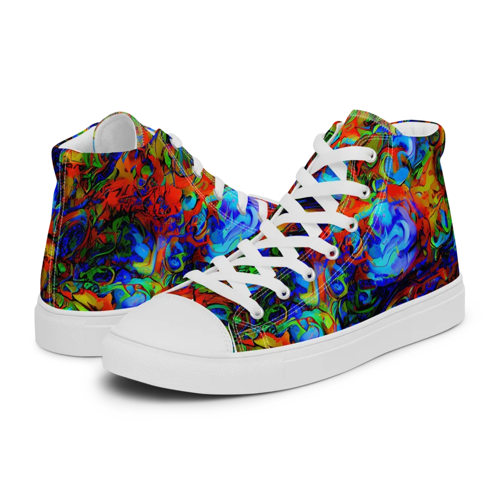 Hypercolor Tangle on Men's High Top Canvas Shoes — Left