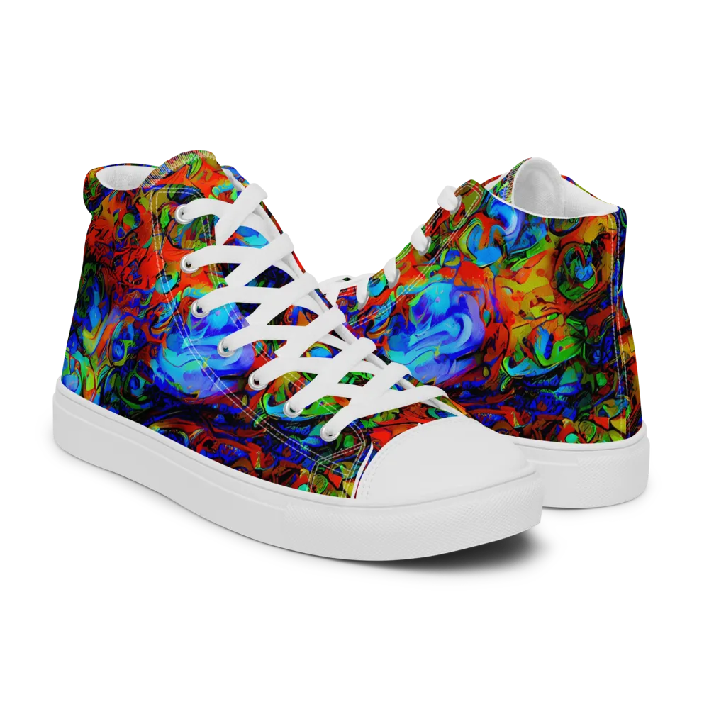 Hypercolor Tangle on Men's High Top Canvas Shoes — Right