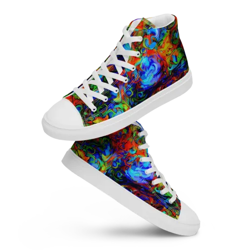 Hypercolor Tangle on a Men's High Top Canvas Shoes