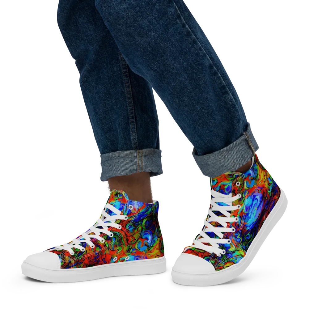 Hypercolor Tangle on Men's High Top Canvas Shoes — Left