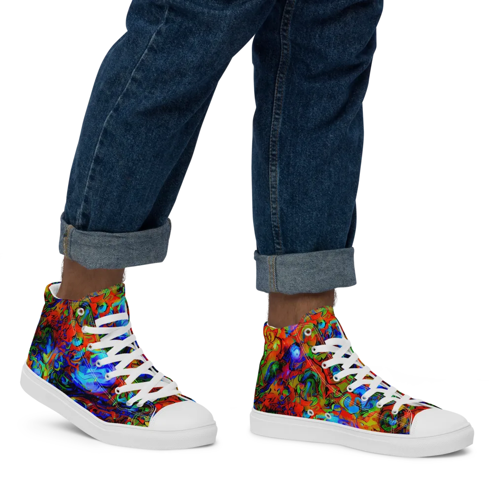 Hypercolor Tangle on Men's High Top Canvas Shoes — Right