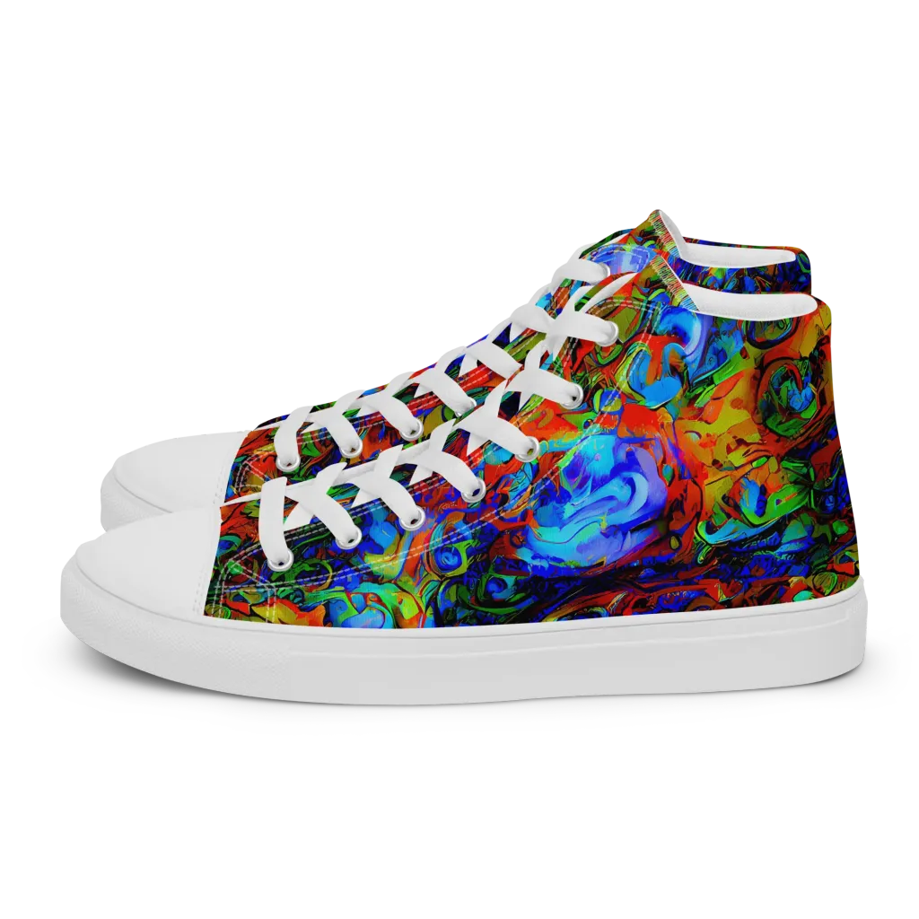 Hypercolor Tangle on Women's High Top Canvas Shoes — Left