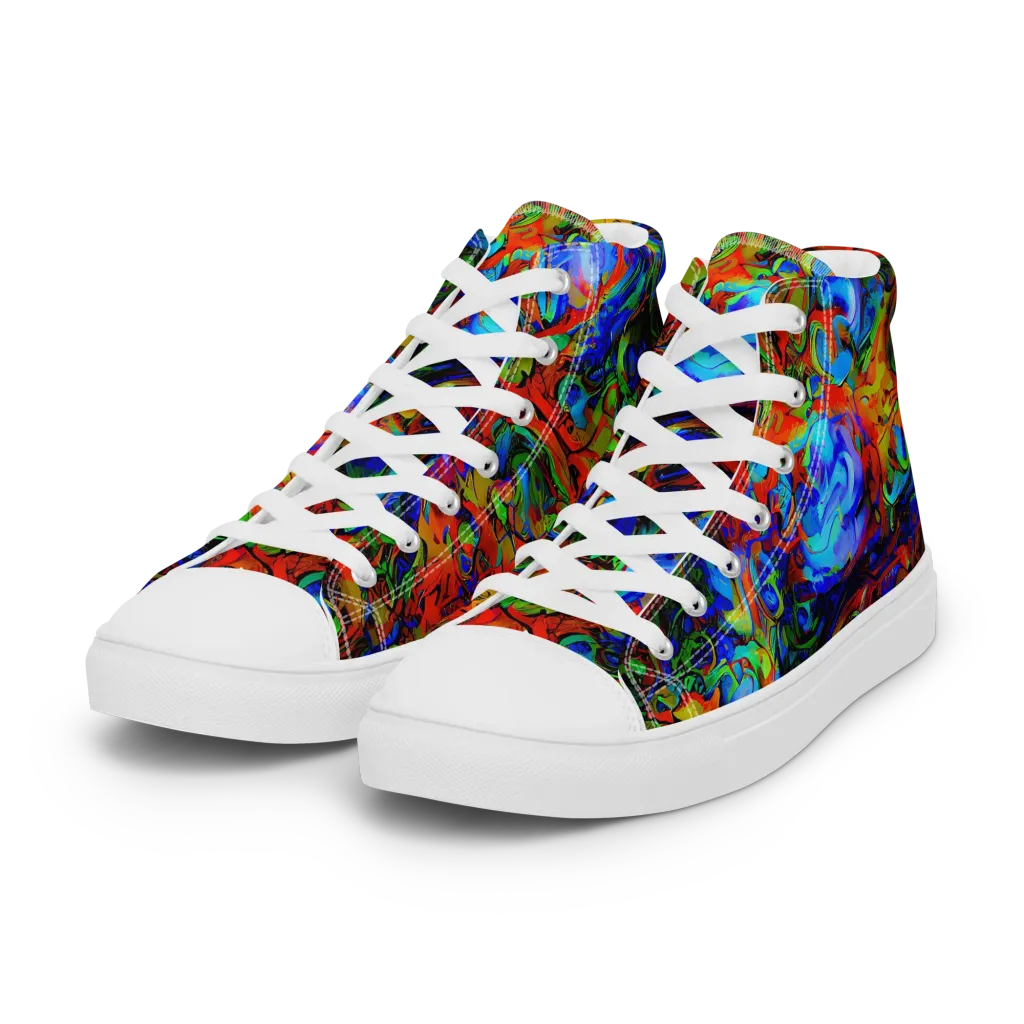 Hypercolor Tangle on Women's High Top Canvas Shoes — Left Front