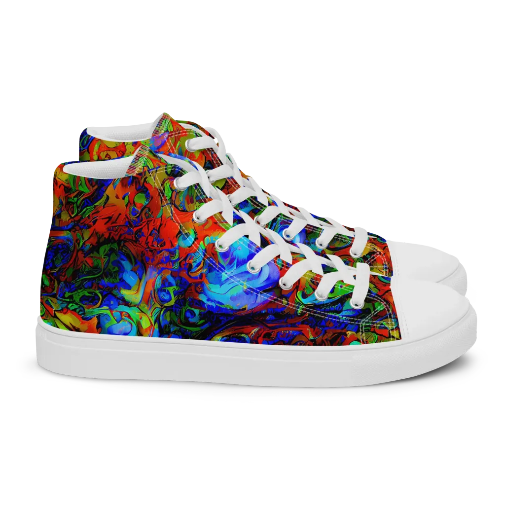 Hypercolor Tangle on Women's High Top Canvas Shoes — Right