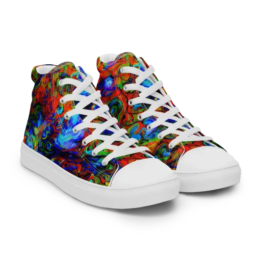 Hypercolor Tangle on a Women's High Top Canvas Shoes